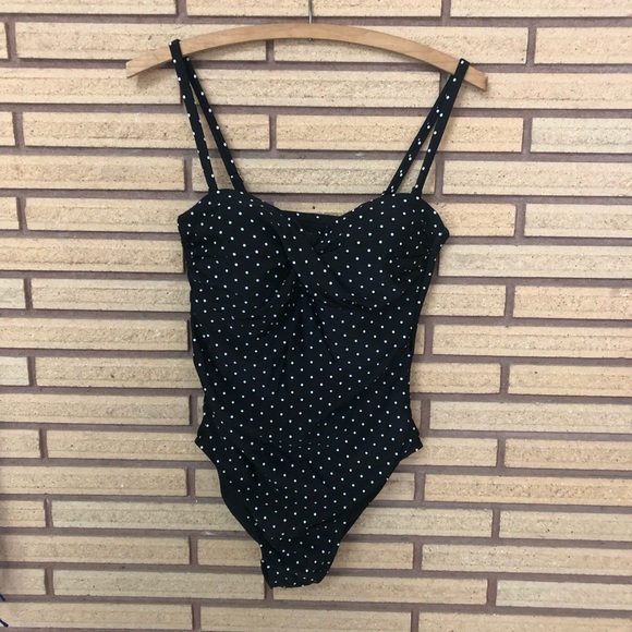 Black and White Polka Dot 50's Style Swimsuit - 8 - Picture 1 of 9